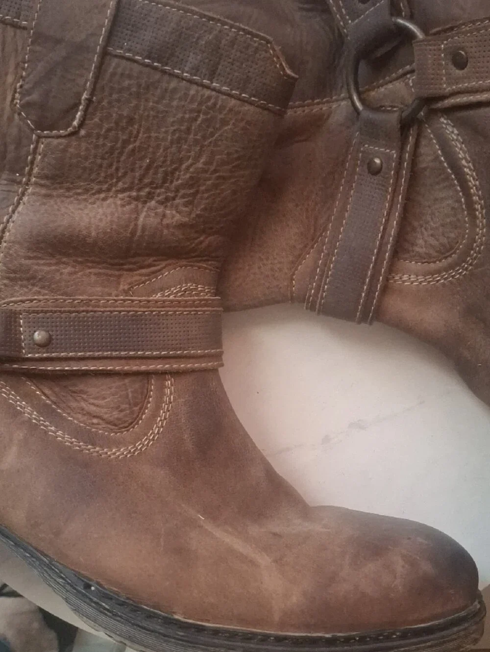 Roans Brown Leather Harness Boots